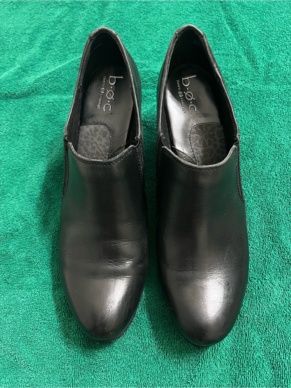 b.o.c. Black Leather Slip-On Flats
